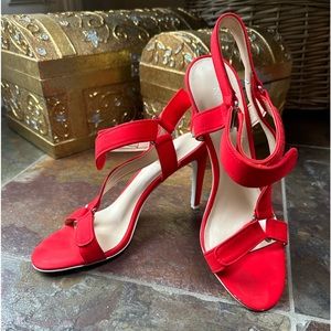 NINE WEST Red Strap Heel Sandal 8M